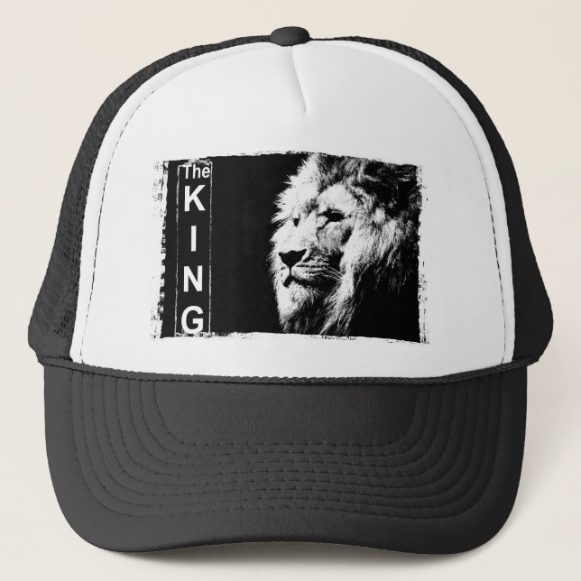 Casquette Black Blanc Le Roi Moderne Élégant Pop Art Lion (Devant)