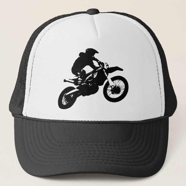 Casquette Black White Pop Art Motocross Motorcyle Sport (Devant)