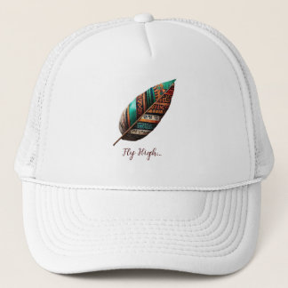 Casquette blanc avec plume colorée
