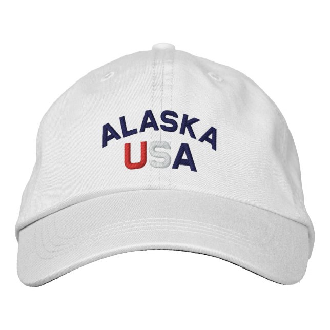 Casquette blanc brodé Alaska USA (Devant)
