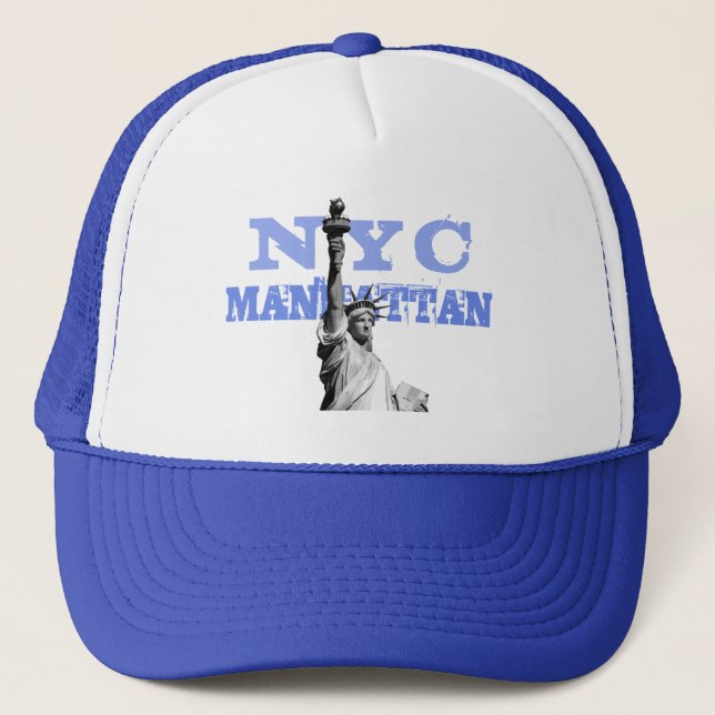 Casquette Blanc Et Royal Blue Nyc New York City Manhattan (Devant)