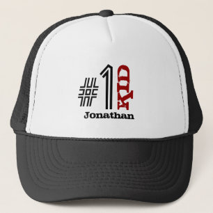 Casquette Blanc noir rouge nommé fait sur commande V03