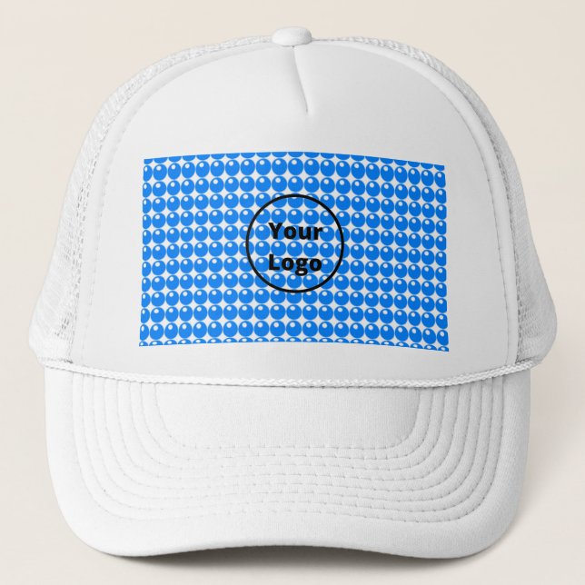 Casquette Bleu cercle motif sur blanc (Devant)