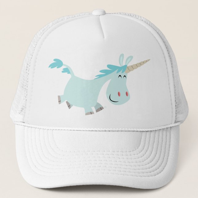 Casquette bleu de camionneur de licorne de bande (Devant)