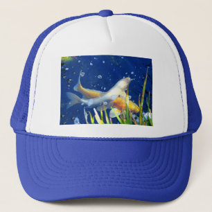 casquette bleu de l'étang koi