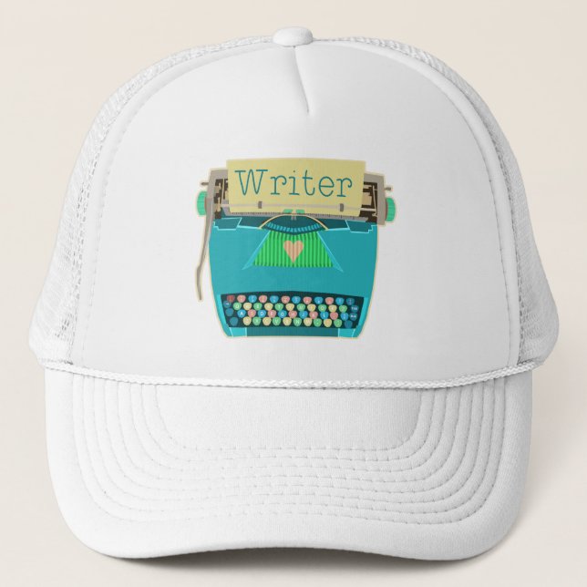 Casquette Bleu moderne mignon d'Aqua de machine à écrire (Devant)