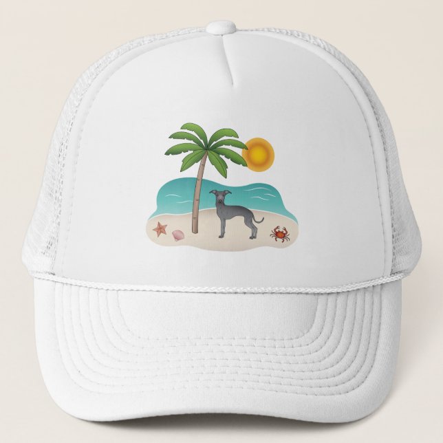 Casquette Blue Italien Greyhound À Tropical Summer Beach (Devant)