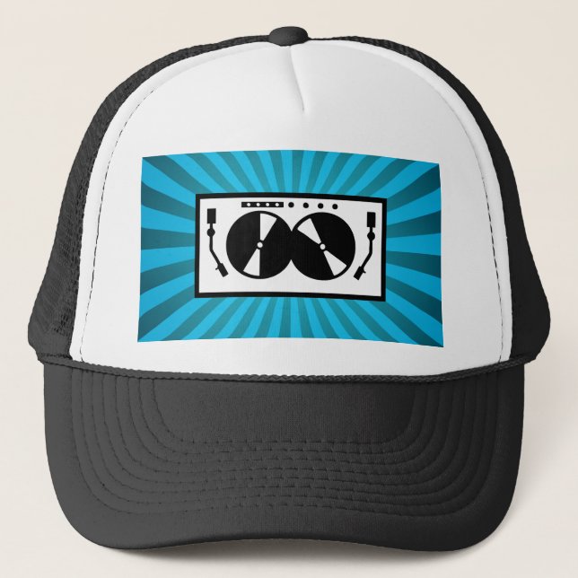 Casquette Blue Sunburst DJ Tourne-disque Musique Baseball (Devant)