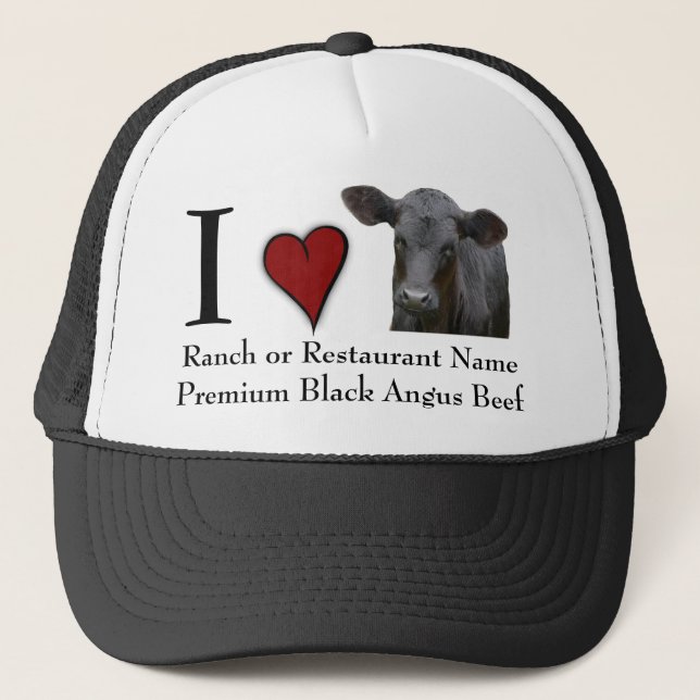 Casquette Boeuf noir d'Angus - conception d'amour d'I (Devant)