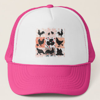 Casquette Boho Poulets Cottagecore esthétique rétro Floral