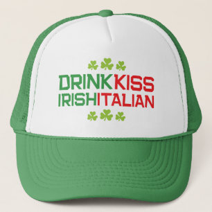 Casquette Boire Irish Kiss italien avec Shamrock St Patrick