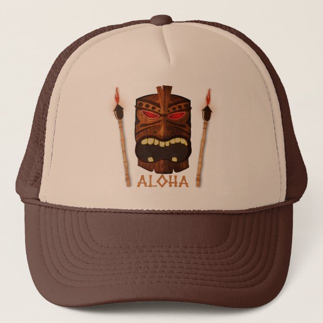 Casquette Bois Tiki Aloha Retro Hawaiian été personnalisé (Devant)