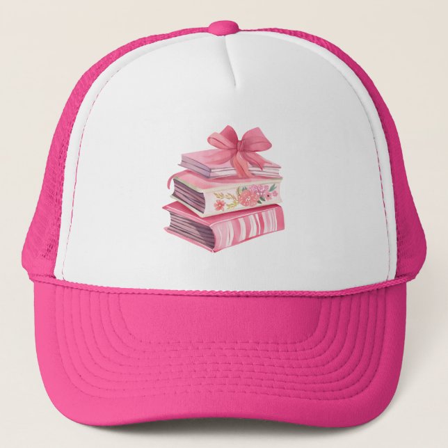 Casquette Boish rose aquarelle arc lecture amour (Devant)