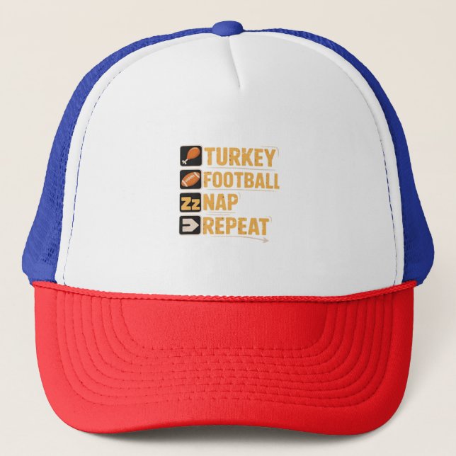 Casquette Bon thanksgiving Turquie Football Nap Repeat Funn (Devant)