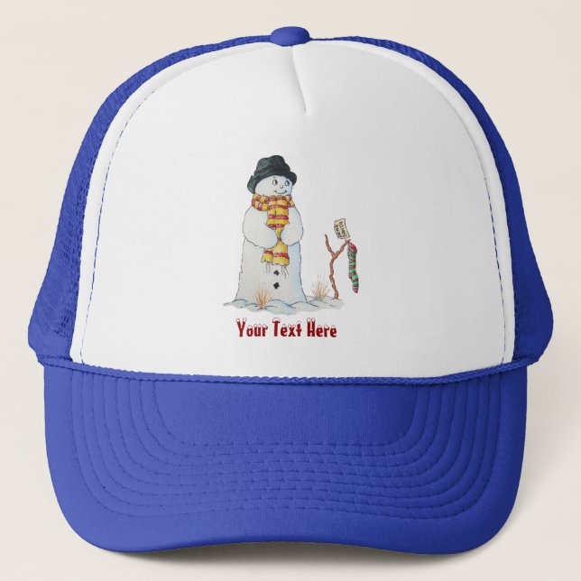 Casquette bonhomme de neige souriant sur la scène de neige n (Devant)