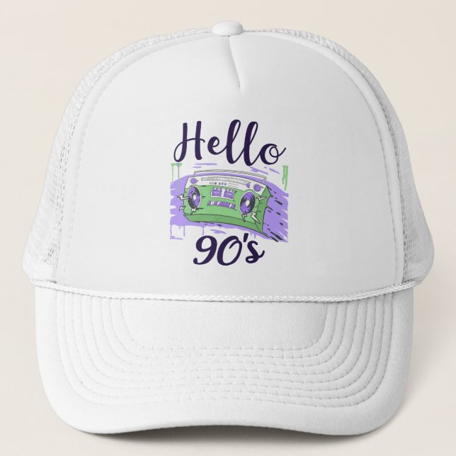 Casquette Bonjour 90s radio cassette enregistreur (Devant)