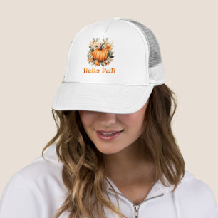 Casquette Bonjour Automne aquarelle fleur sauvage feuilles d
