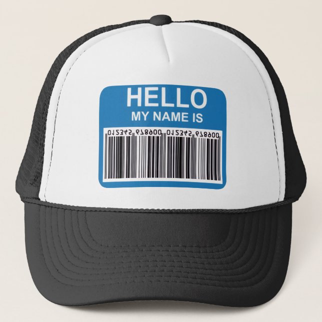 CASQUETTE BONJOUR MON NOM EST (CODE-BARRES) (Devant)