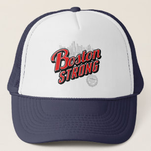 Casquette Boston fort en décor rouge et bleu