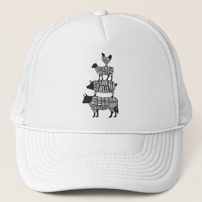 Casquette Boucher Boucher Boucher BBQ amusant (Devant)