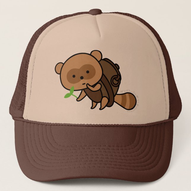 Casquette - bouilloire Tanuki avec le feuille (Devant)