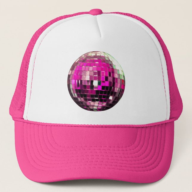 Casquette Boule Disco En Métal Rose (Devant)