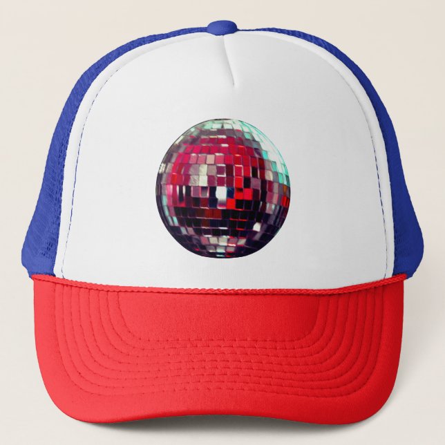 Casquette Boule Disco Métallo Rouge (Devant)