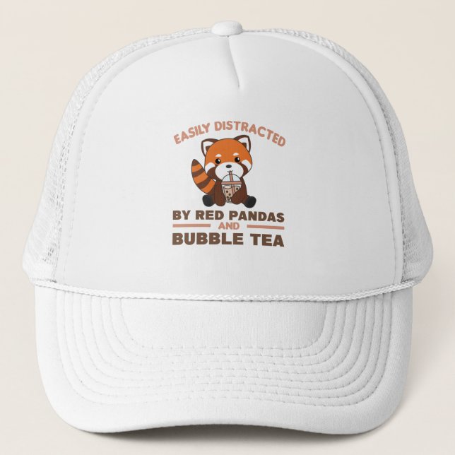Casquette Boule Thé Rouge Panda Chocolat Animaux mignons Bob (Devant)