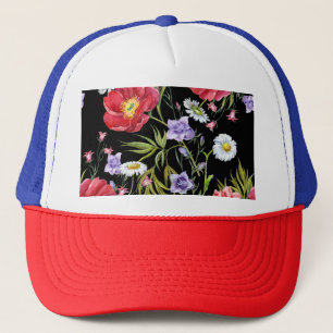 Casquette Bouquet de fleurs d'aquarelle : Motif sans couture