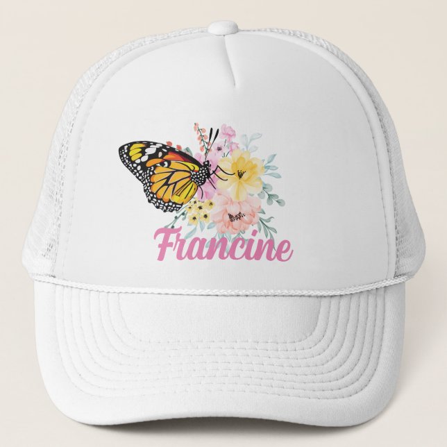 Casquette Bouquet de fleurs et papillon personnalisable (Devant)