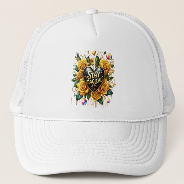 Casquette Bouquet enchanteur de Roses d'or et de coeur (Devant)