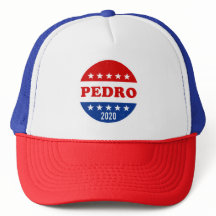 Bouton blanc rouge et bleu pour Pedro Voter