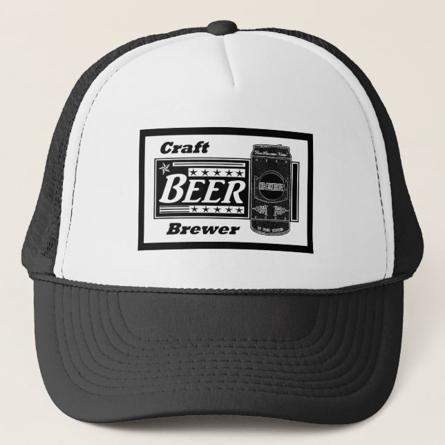 Casquette Brasseur de bière artisanale - Canette noire et bl (Devant)