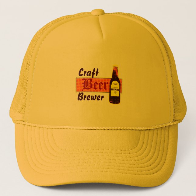 Casquette Brasseur, orange et jaune de bière de métier (Devant)