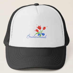 Casquette Bridesmaid avec tulipes rouges