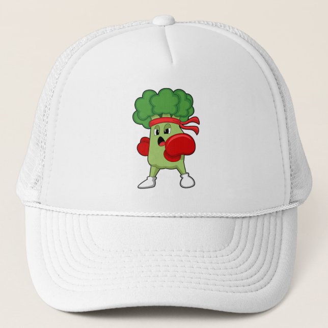 Casquette Brocoli à la boxe avec des gants de boxe (Devant)