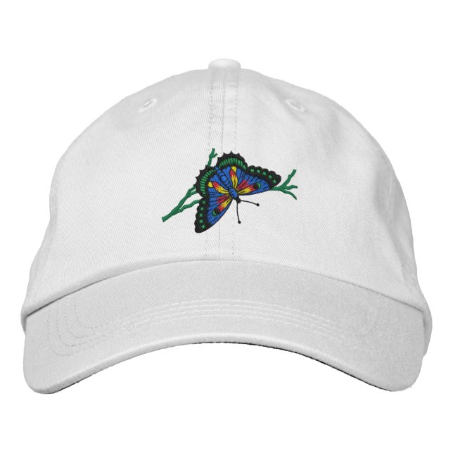 Casquette brodé à papillon coloré (Devant)