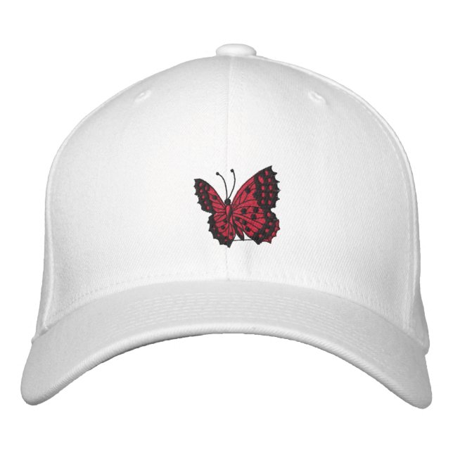 Casquette brodé à papillon rouge (Devant)