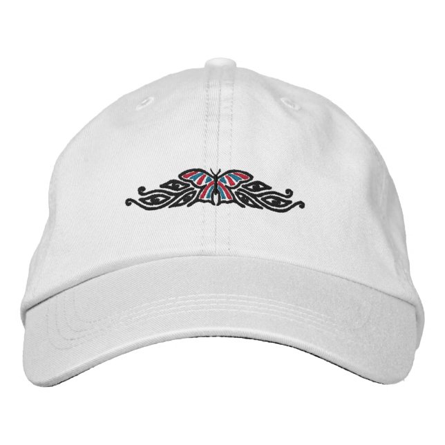 Casquette brodé de conception papillon (Devant)