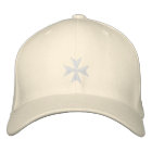 Casquette brodé de croix de Malte blanche