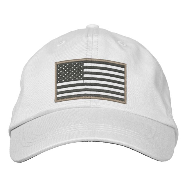 Casquette brodé du drapeau américain (beige) (Devant)