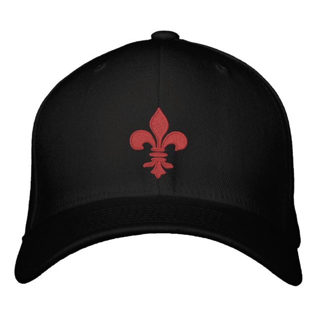 Casquette brodé Fleur de Lis Rouge (Devant)