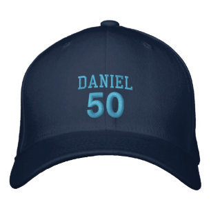 Casquette Brodée 50 Anniversaire Nom personnalisé Broderie BLUE V01