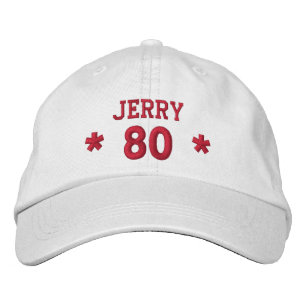 Casquette Brodée 80 Anniversaire Nom personnalisé Broderie rouge V1