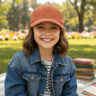Casquette Brodée À mon ère livresque en orange brûlé