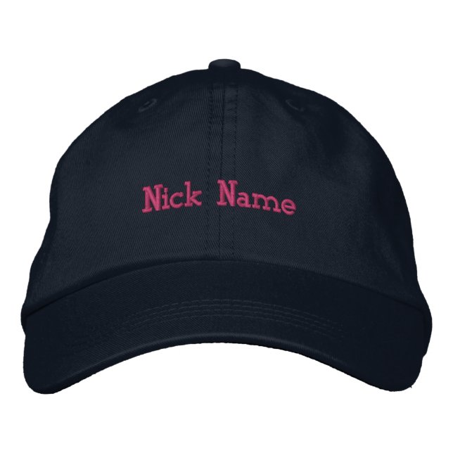 Casquette Brodée Acheter Nick Name Hot rose couleur texte imprimé C (Devant)