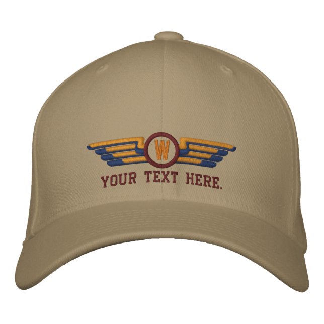 Casquette Brodée Ailes pilotes personnalisées de lauriers (Devant)