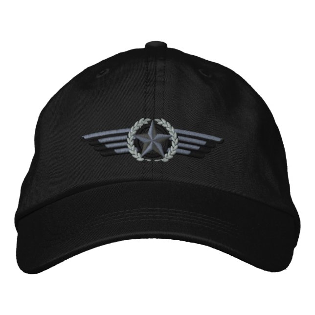 Casquette Brodée Ailes pilotes Star Laurels brodées en aviation (Devant)