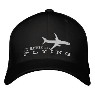 Casquette Brodée Aircraft Airliner Jet Silhouette Rather Be Flying
