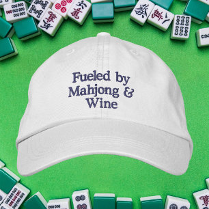 Casquette Brodée Amateur de Mahjong / Alimenté par Mahjong & Vin 